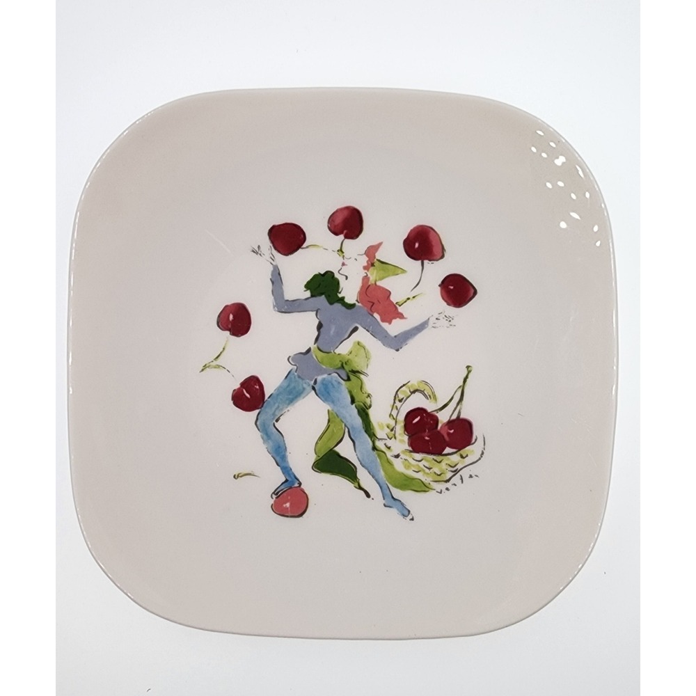 Vintage Castleton Harvest Cherries Plate Marcel Vertes Eva Zeisel MCM 8.25"